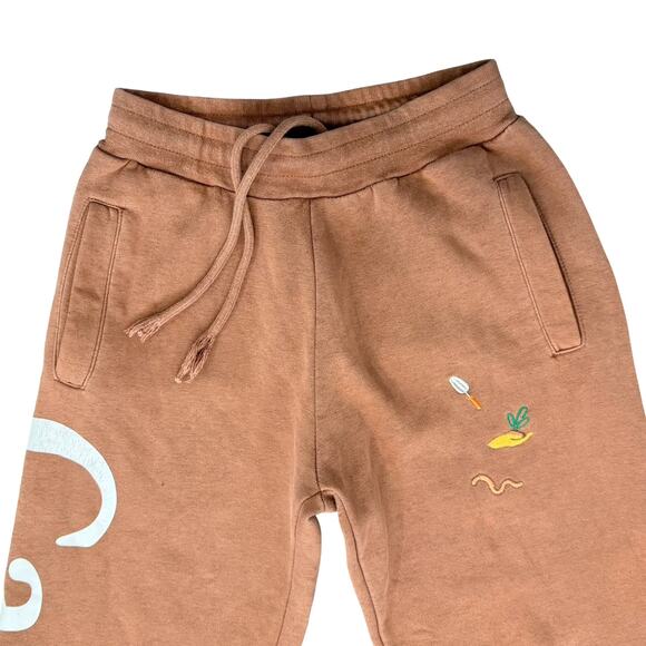 Carrots Anwar x Crocs Brown Logo Embroidered Sweatpants Joggers size S - Picture 12 of 12